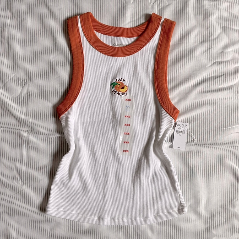 Old Navy Orange and White Ribbed Tank